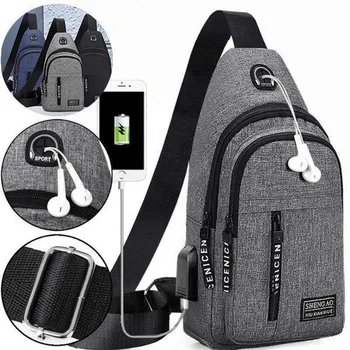 Prometni muške torbe USB-нагрудная torba, dizajnerske torbe poruke preko ramena, vodootporna torba preko ramena, dijagonalni pakiranje, Sportski ruksak
