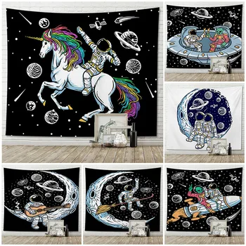 Stranac astronaut Svemirski brod Život Zidna Tapiserija Kućni Hostel Dječak Djeca Uređenje dječje sobe Rotirajući tkanina