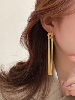 Zlatne naušnice-opskrbnog Korejski moda, zlatne naušnice s кисточками, Luksuzni univerzalne nakit za žene, Pribor, poklon za rođendan