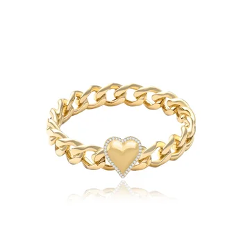 Fascinantno kubanske prsten, lanac u obliku srca Za žene, Veličine SAD 6 7 8, Hit prodaje, Trendi ženski ukras na prst