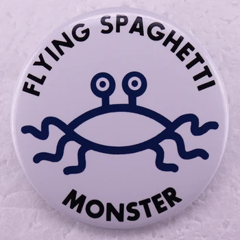 Leteći čudovište-špageti, Pin za gumbe, ikona od kositra, nakit 58 mm