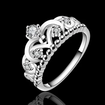 Kvalitetne elemente moda lijepa Boja Srebrni Prsten umetnut kamen Crown nakit Besplatna dostava cijena po cjeniku tvornice proizvođača