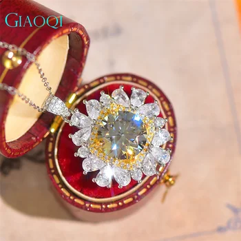 GIAOQI S925 Srebro 5 karata, prirodni dijamant, Prošle Siva Муассанит, Privjesak u obliku Pahuljica, ogrlice za žene, nakit Princeza
