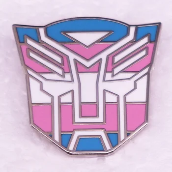 Umjetnički simbol Trans autosbot, broš sa plavim, ružičastim, bijelim emajlom, nakit
