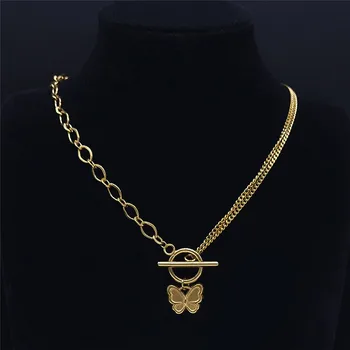 Modni панковское ogrlica-чокер s kravatom od nehrđajućeg čelika za žene, ogrlice zlatne boje, nakit collier femme NXS07