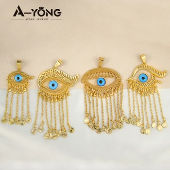AYONG turski Plave oči privjesak ogrlica 18K zlatom četkom duge naušnice ovjes Arapski Dubai vjerske Vintage roze jewelrys