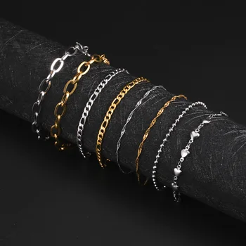 EUEAVAN 5 kom. Narukvica-lanac od nehrđajućeg čelika za žene, narukvica na zglob od perli Figaro, par Modni nakit, poklone, u rasutom stanju