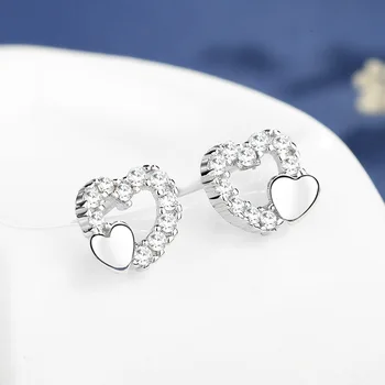 Novi dolazak, naušnice-roze dijamant u obliku srca, ženske naušnice u korejskom, japanskom stilu, lagan luksuzne naušnice u obliku srca u stilu faksu, dar