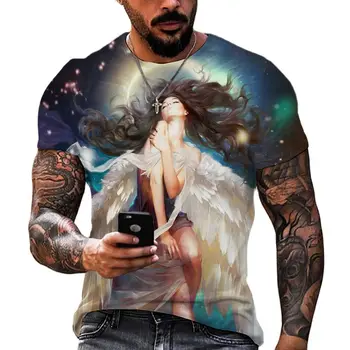 Gospodo berba majice, majica sa 3D ispis Anđela, Svakodnevne Besplatne majice kratkih rukava, majice, t-shirt Оверсайз za muškarce