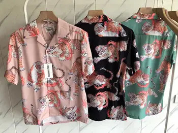 Visoka kvaliteta 1: 1 
 Vanjska odjeća, Majice s lapels, Muška, ženska, негабаритная, s po cijeloj površini Tigar, t-shirt Wacko Maria, Havajski plaža t-shirt