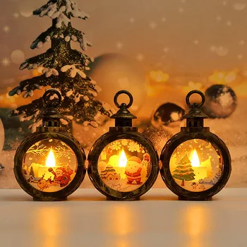 2024 Novogodišnji Lampa Dekor Božićni Prijenosni Fenjer Djed Mraz Božićno drvce Vjetar svjetla Privjesak Navidad Božićni ukras za dom