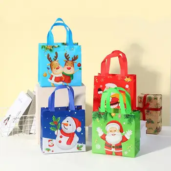 5 kom. Božićno torba za čokolade, Vodootporan poklon pakiranje s cartoonish po cijeloj površini, ručna torba-тоут Djeda Mraza, poklon torba za poklon